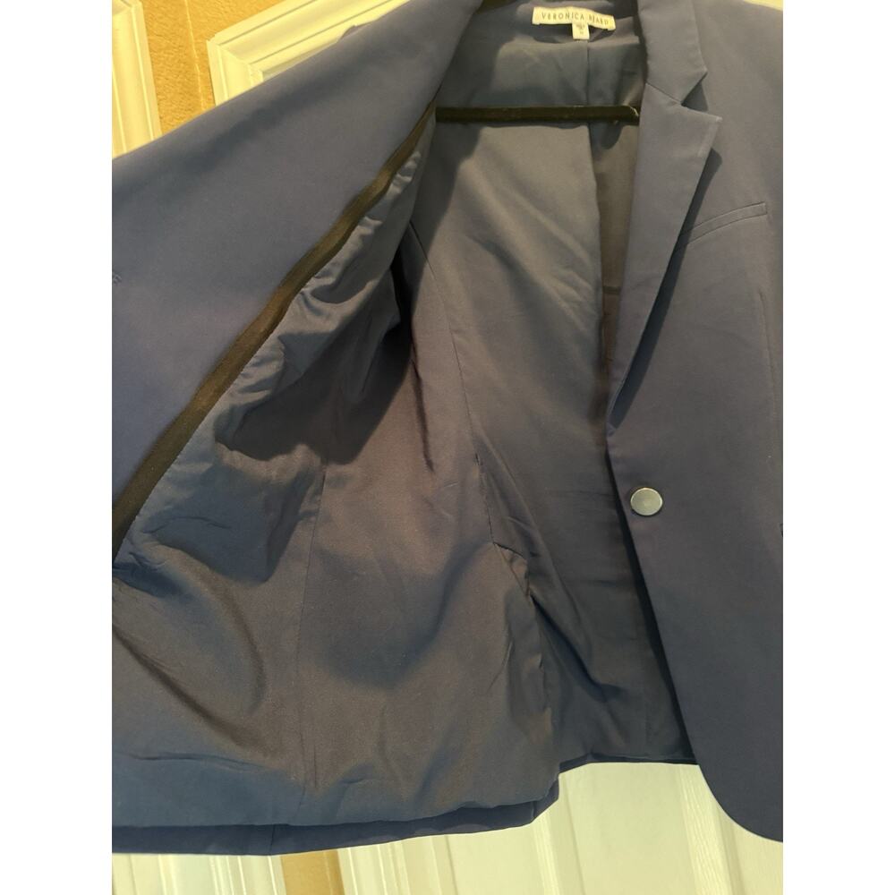VERONICA BEARD Blue Blazer Jacket Size 10 Notch Lapel One-Button Cotton Blend - Picture 3 of 7